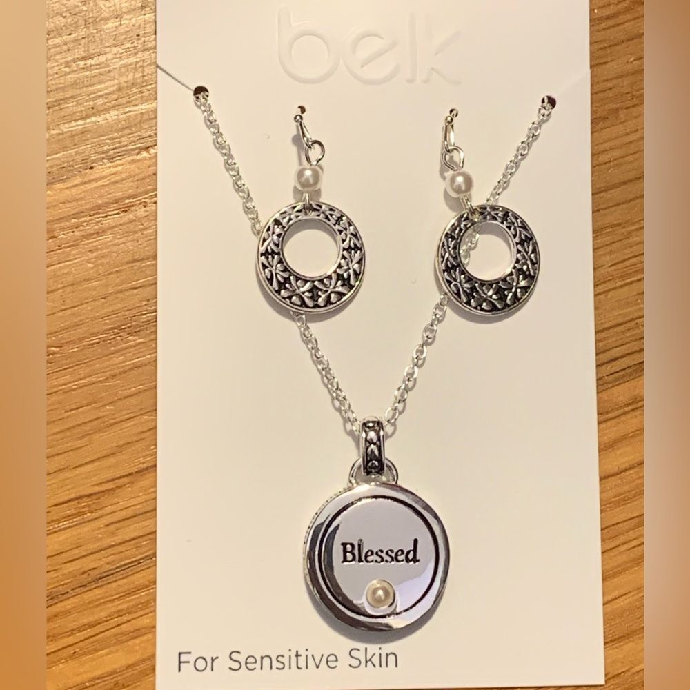 Belk Silver Blessed Necklace Set Pearl
